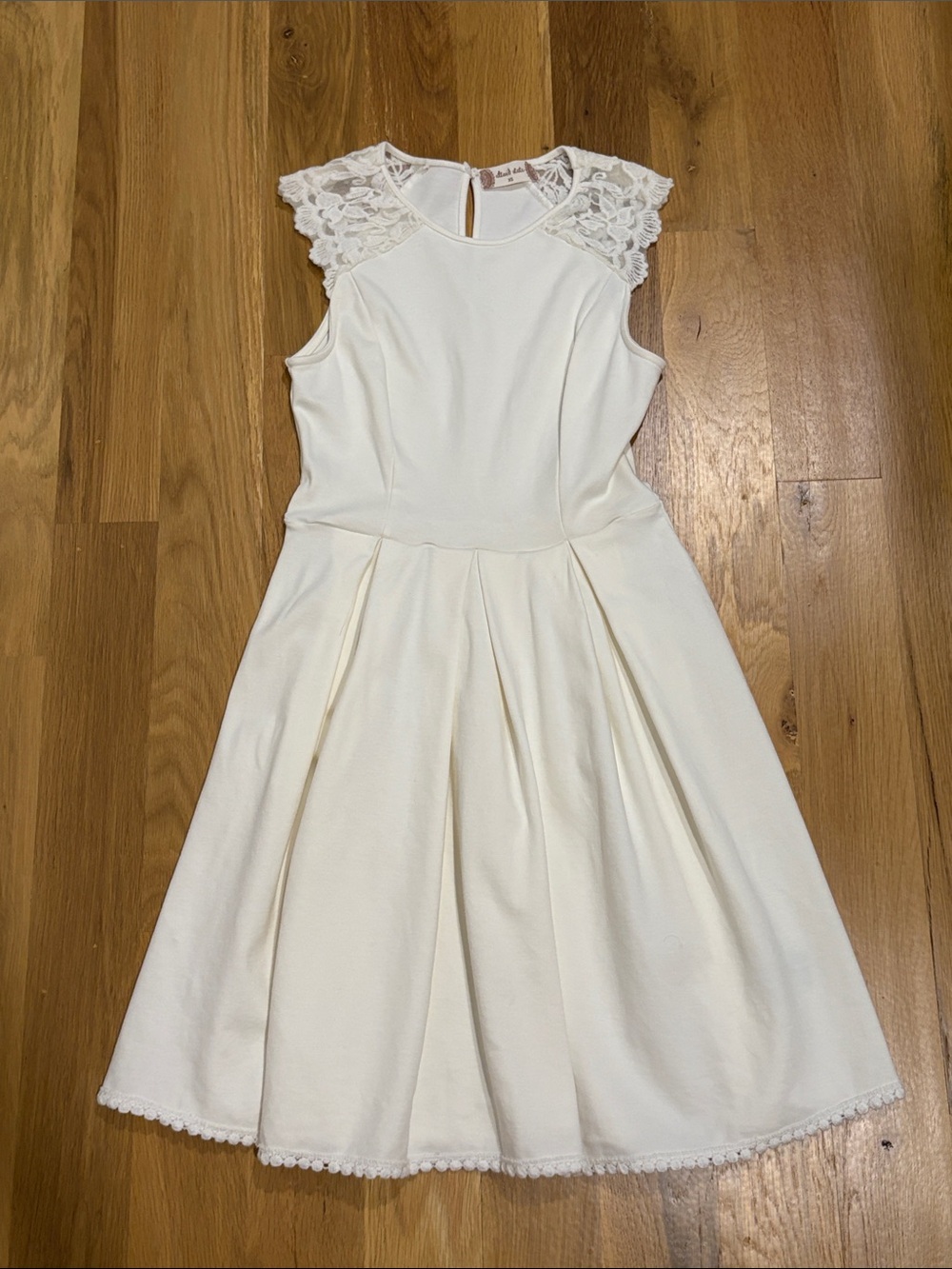 Altar'd State Ivory Lace Cap Sleeve Fit-and-Flare Dress